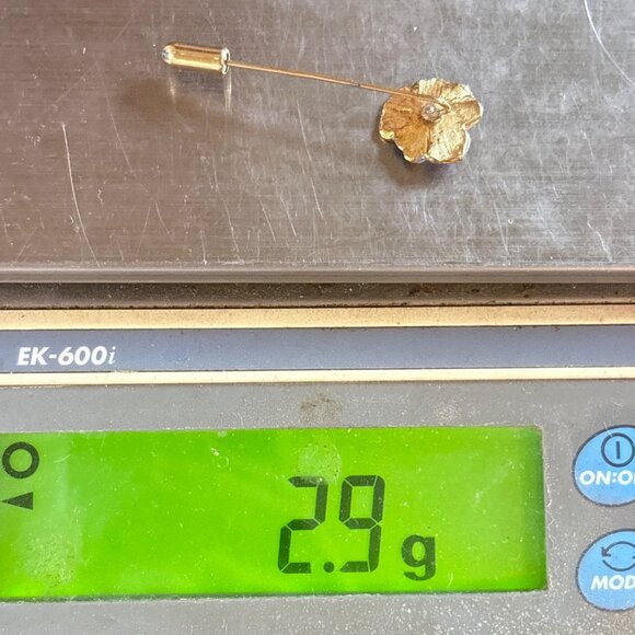 VTG Gold Tone Purple Blue & White Enamel Flower Stick Pin Size 2" Length - Picture 10 of 10